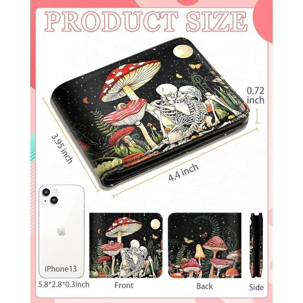 🆕Bistup Wallet Cute Leather Bifold Women Teen Girls Rfid Blocking Mushroom - Picture 2 of 3